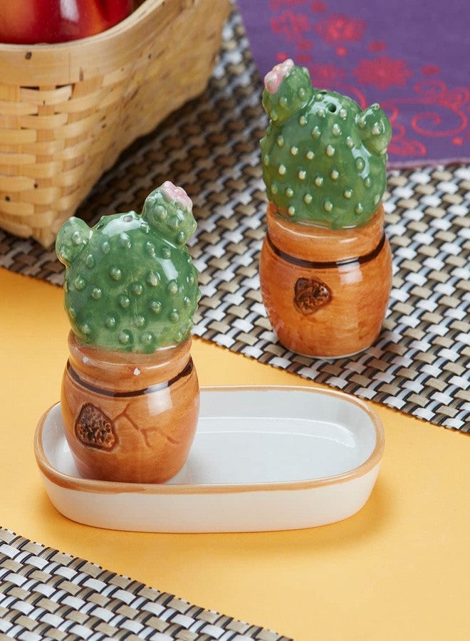 Kookee Ceramic Salt and Pepper Shakers Set with Tray - Elegant Namak Dani, Spice Sprinkler & Dispenser for Dining Table, Kitchen & Restaurant Use (9983) - Image 2